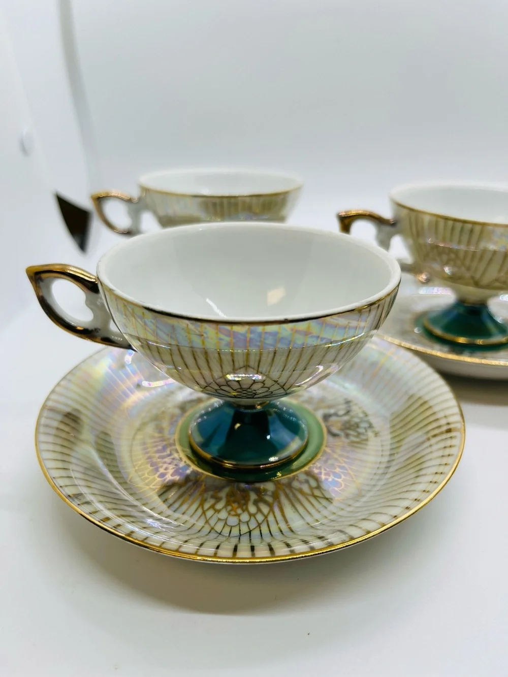 Set/5 Vintage Royal Halsey Japan Demitasse Tea Cups and Saucers